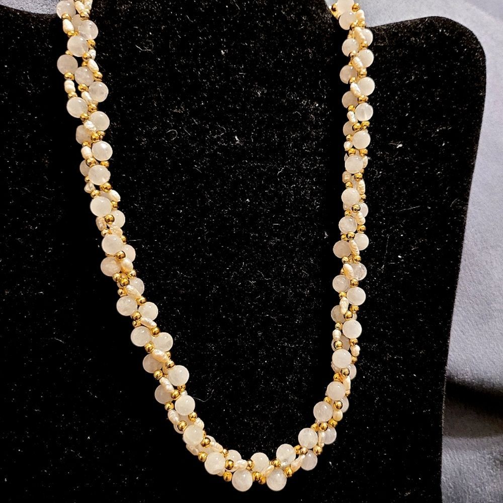 Multi Strand Glass Translucent and Gold Tone Beads -EUC